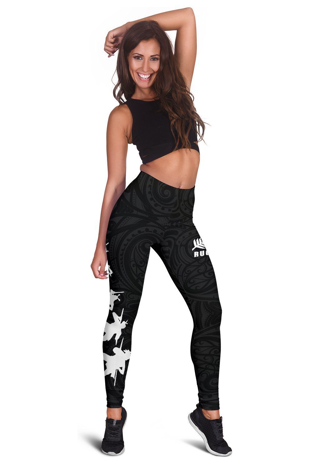 New Zealand Maori Haka Fern Rugby Leggings - Vibe Hoodie Shop