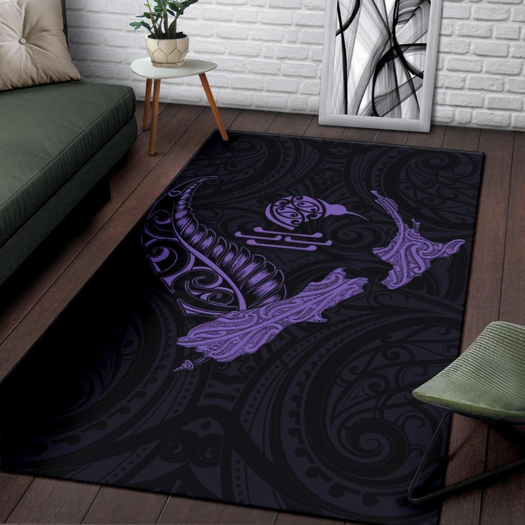 New Zealand Heart Area Rug - Map Kiwi mix Silver Fern Pastel Purple - Vibe Hoodie Shop