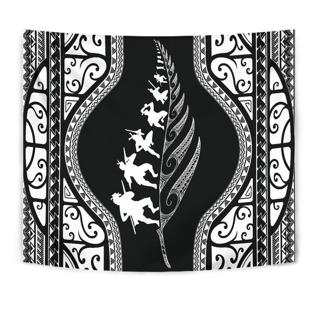 New Zealand Haka Fern Tapestry White - Vibe Hoodie Shop