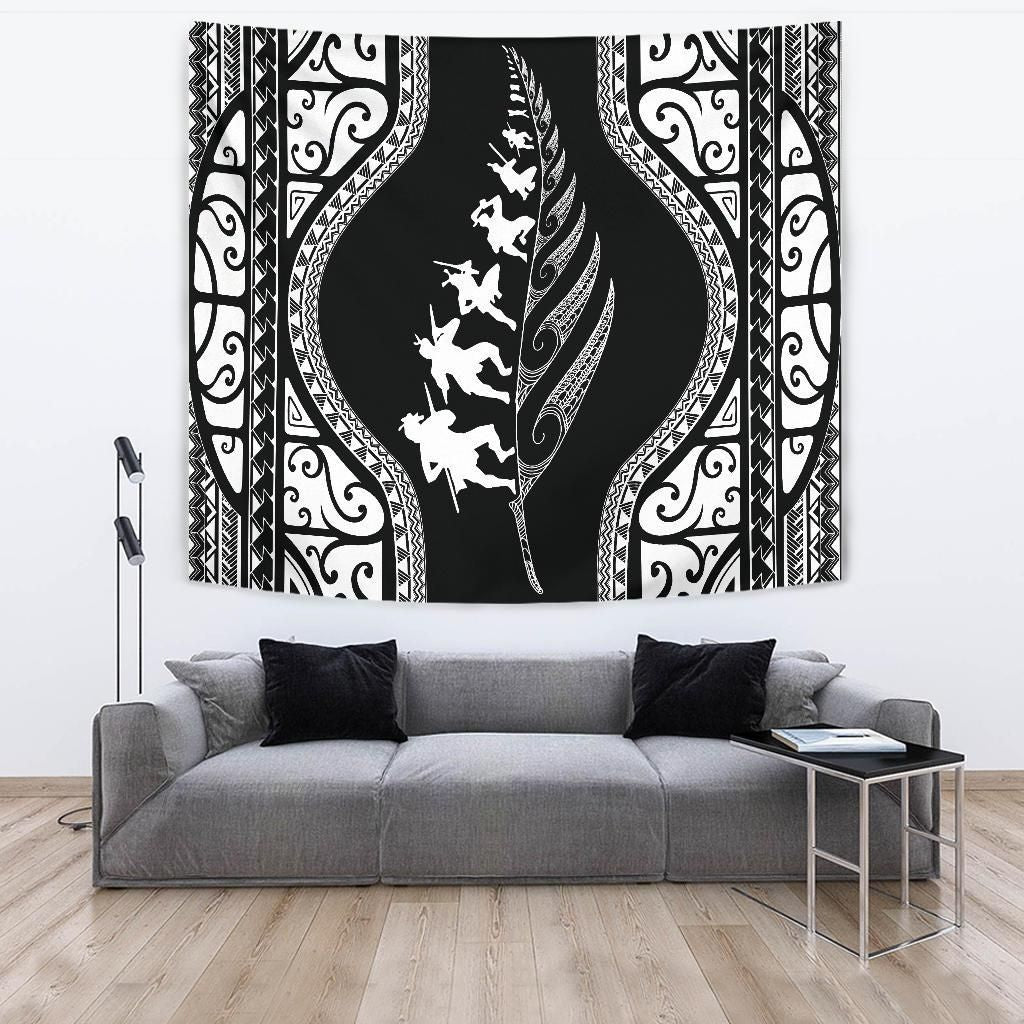 New Zealand Haka Fern Tapestry White - Vibe Hoodie Shop