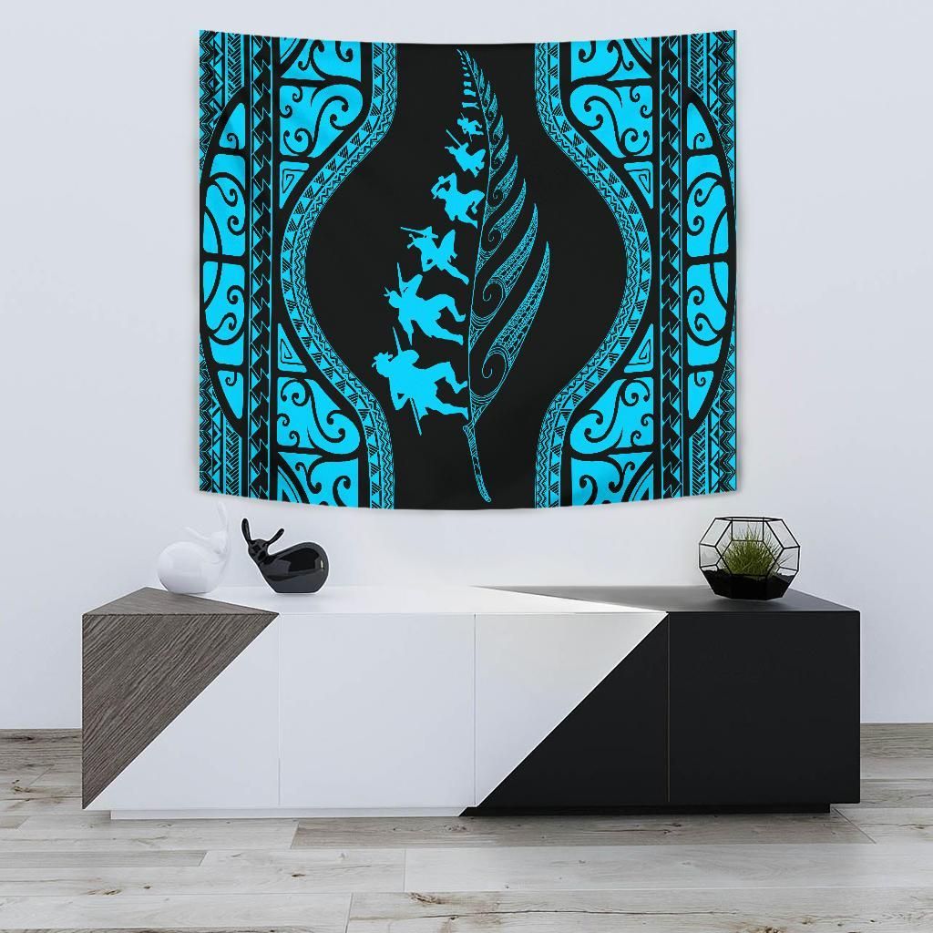 New Zealand Haka Fern Tapestry Blue - Vibe Hoodie Shop