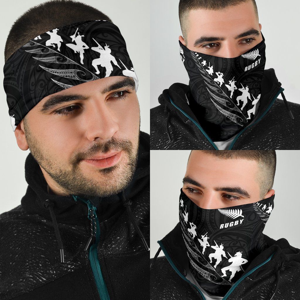 Rugby Haka Fern Bandana New Zealand Black - Vibe Hoodie Shop