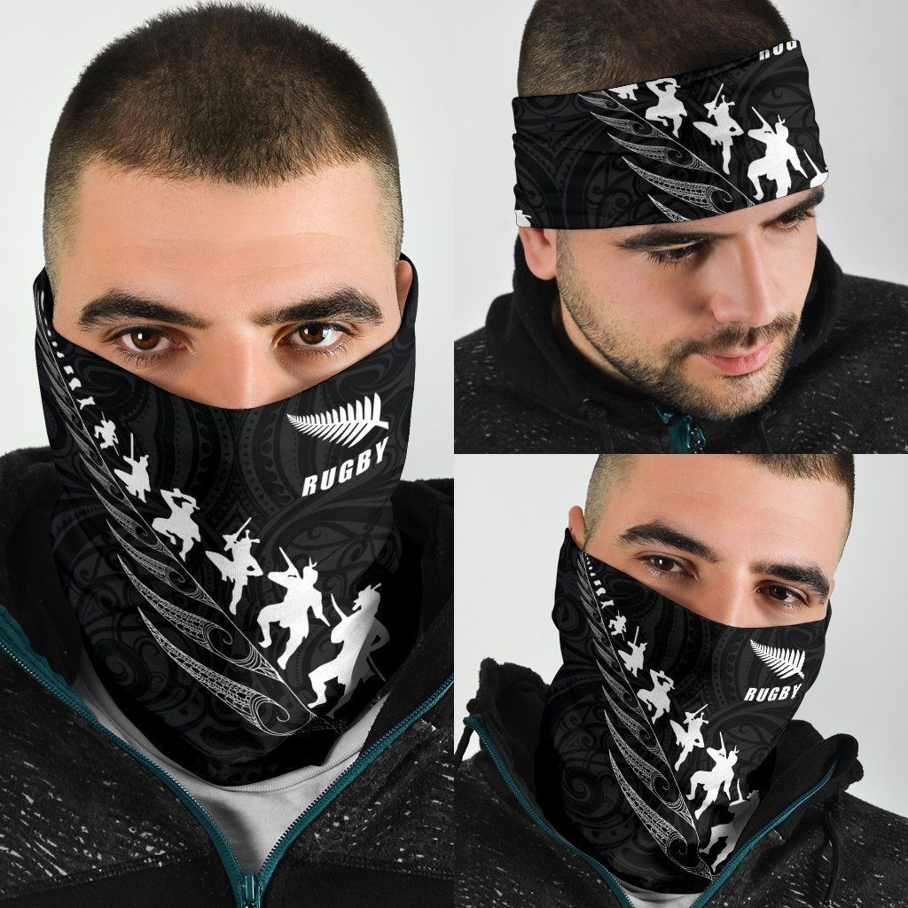 Rugby Haka Fern Bandana New Zealand Black - Vibe Hoodie Shop