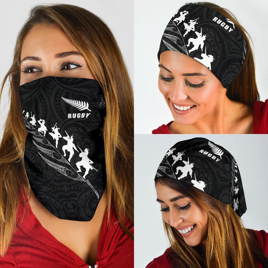 Rugby Haka Fern Bandana New Zealand Black - Vibe Hoodie Shop