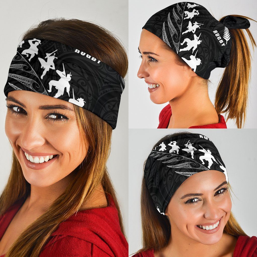 Rugby Haka Fern Bandana New Zealand Black - Vibe Hoodie Shop