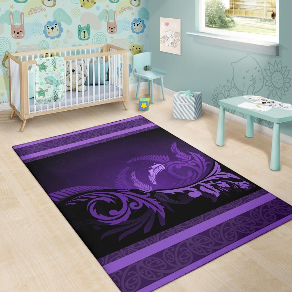 Purple Silver Fern Area Rug - Vibe Hoodie Shop