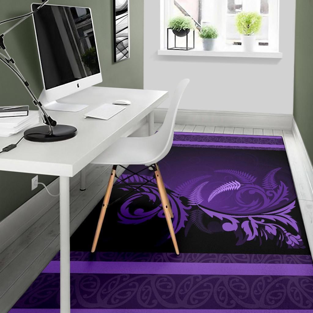 Purple Silver Fern Area Rug - Vibe Hoodie Shop