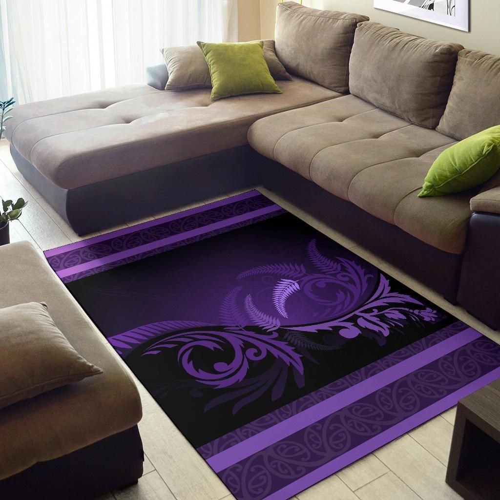 Purple Silver Fern Area Rug - Vibe Hoodie Shop