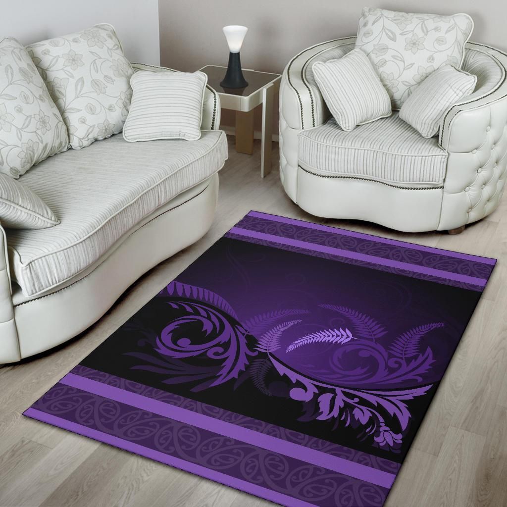 Purple Silver Fern Area Rug - Vibe Hoodie Shop