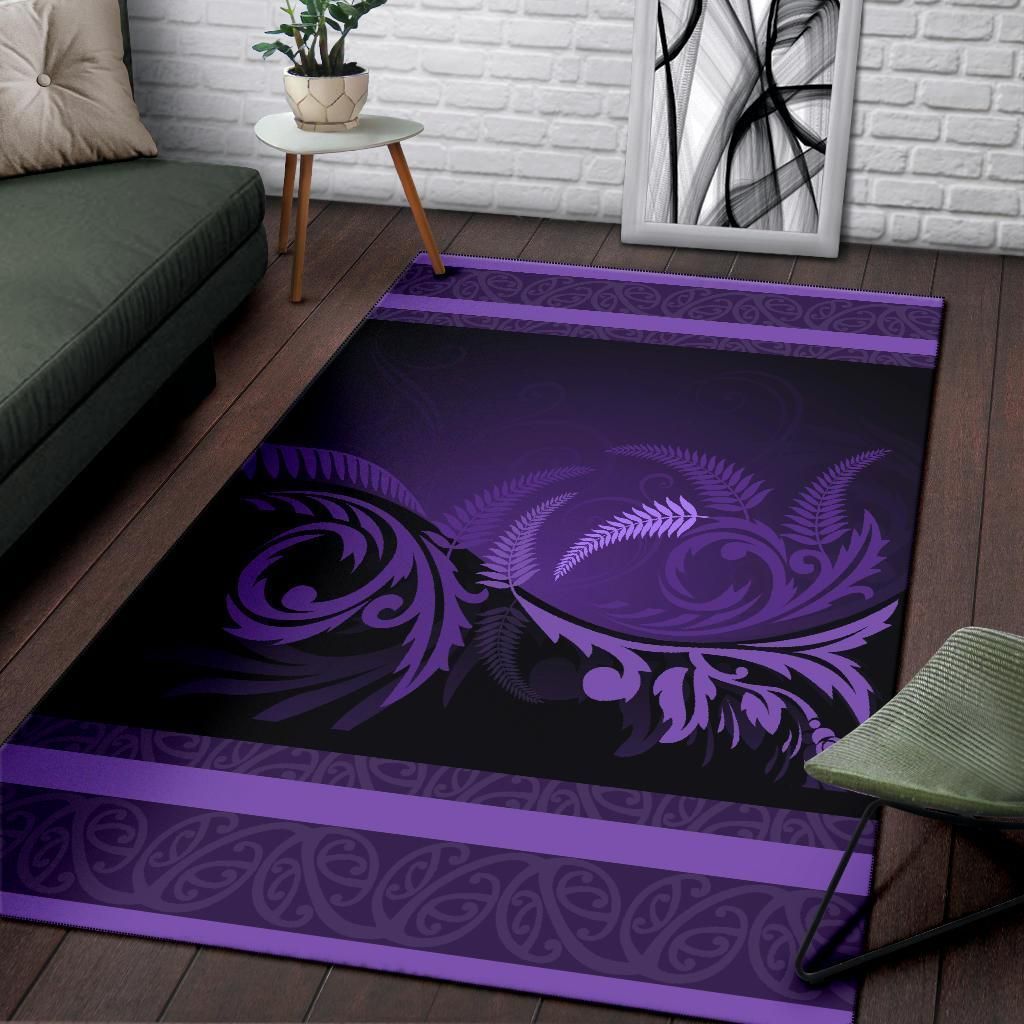 Purple Silver Fern Area Rug - Vibe Hoodie Shop