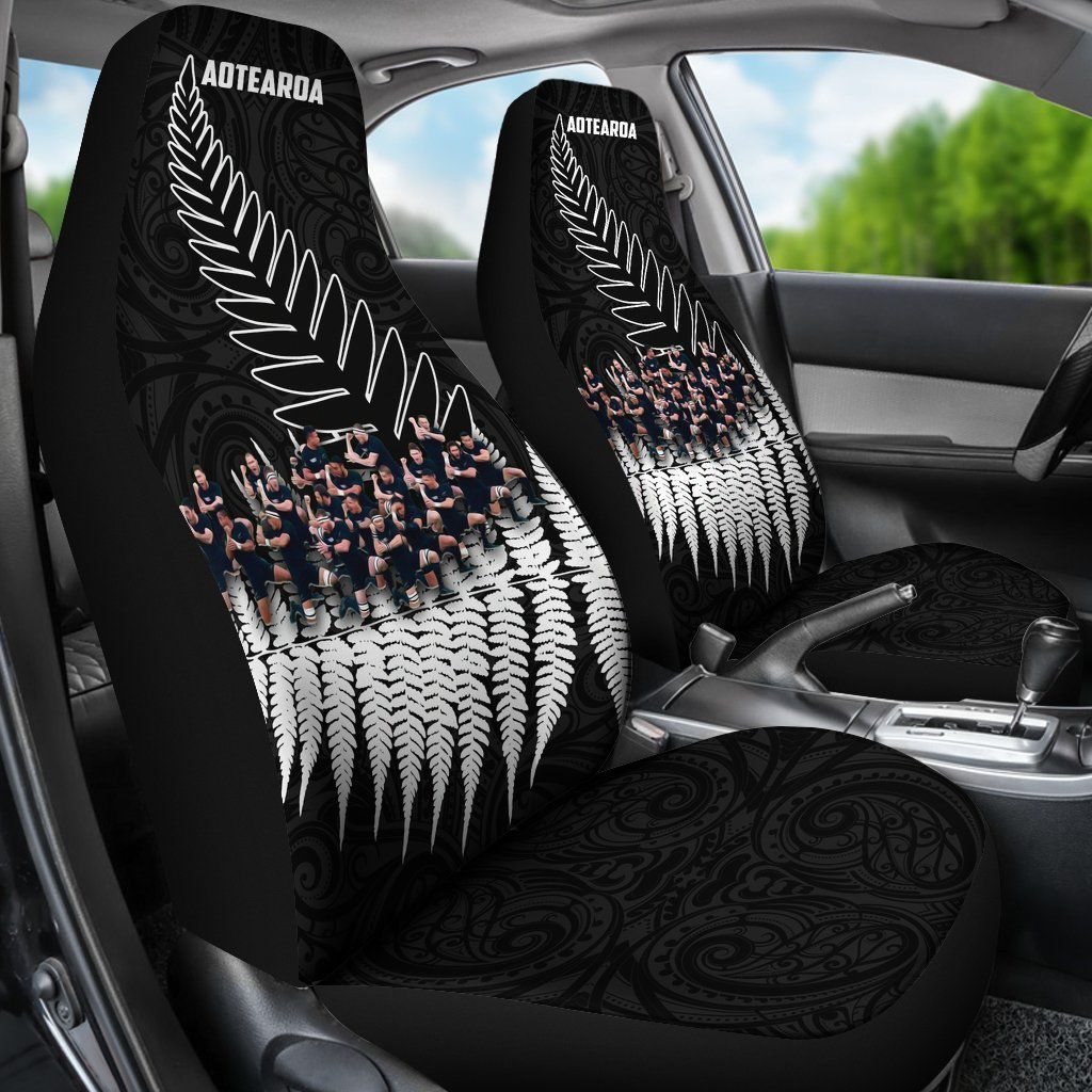 New Zealand Haka Rugby Car Seat Covers - Best Silver Fern Black - Vibe Hoodie Shop