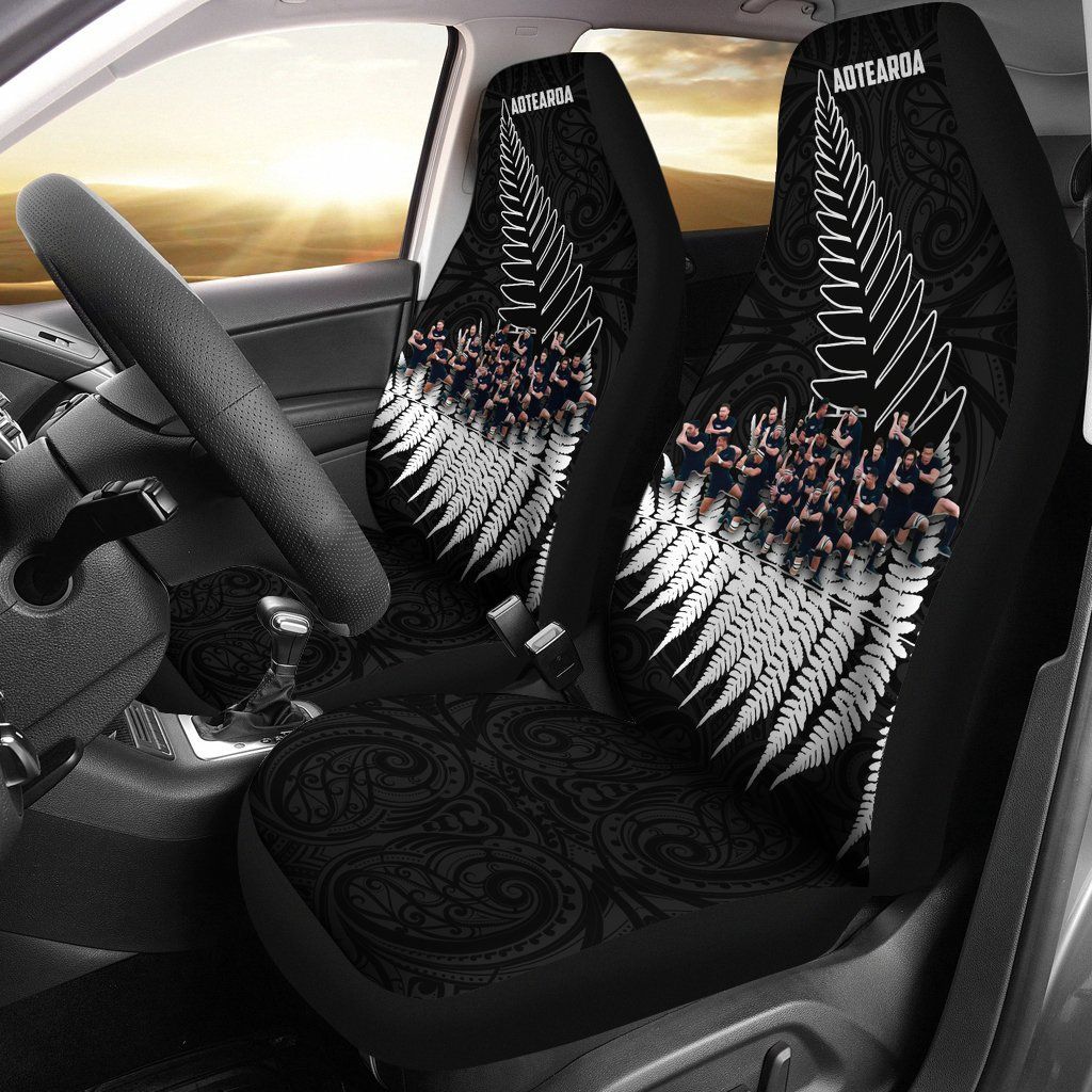 New Zealand Haka Rugby Car Seat Covers - Best Silver Fern Black - Vibe Hoodie Shop