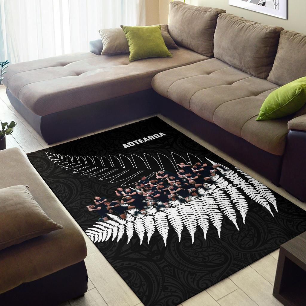 New Zealand Haka Rugby Area Rug - Best Silver Fern Black - Vibe Hoodie Shop