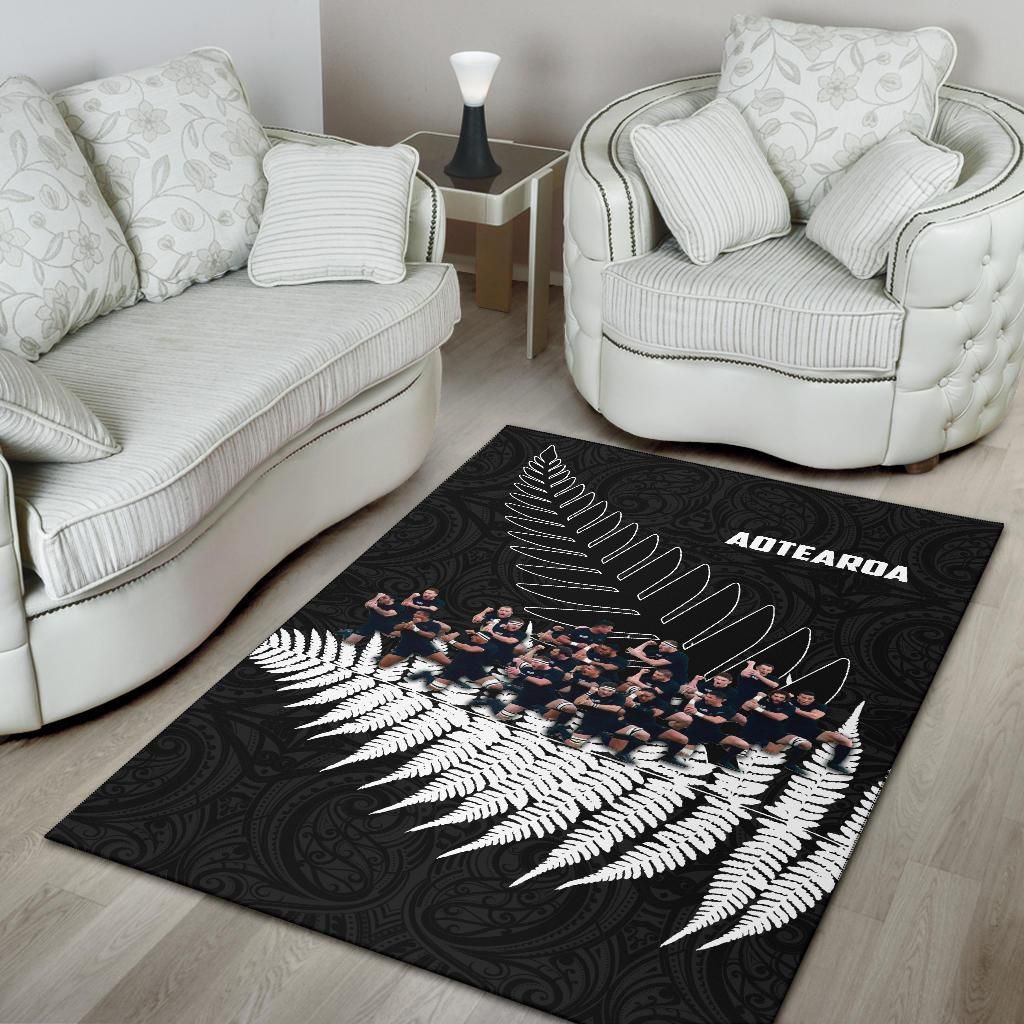 New Zealand Haka Rugby Area Rug - Best Silver Fern Black - Vibe Hoodie Shop