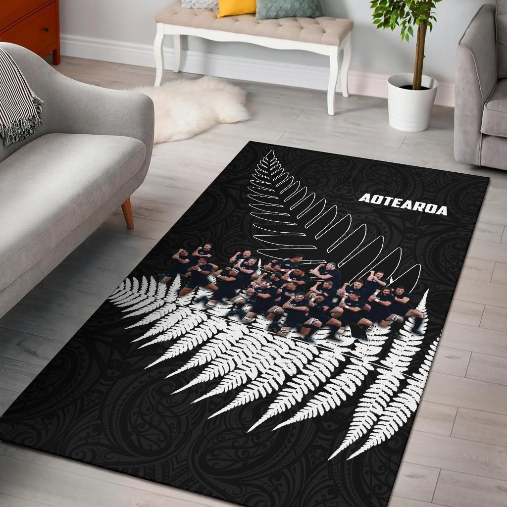 New Zealand Haka Rugby Area Rug - Best Silver Fern Black - Vibe Hoodie Shop