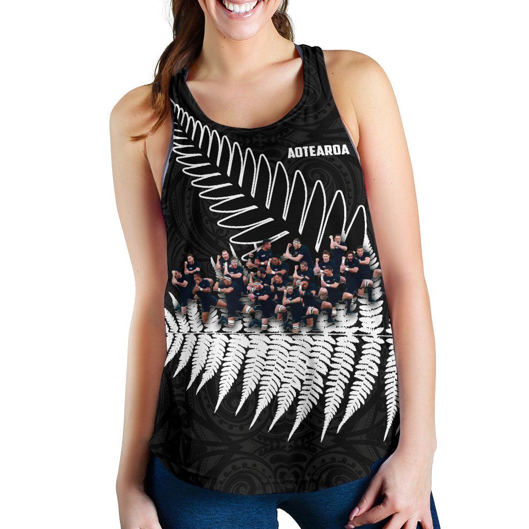 New Zealand Haka Rugby Women Racerback Tank - Best Silver Fern Black - Vibe Hoodie Shop