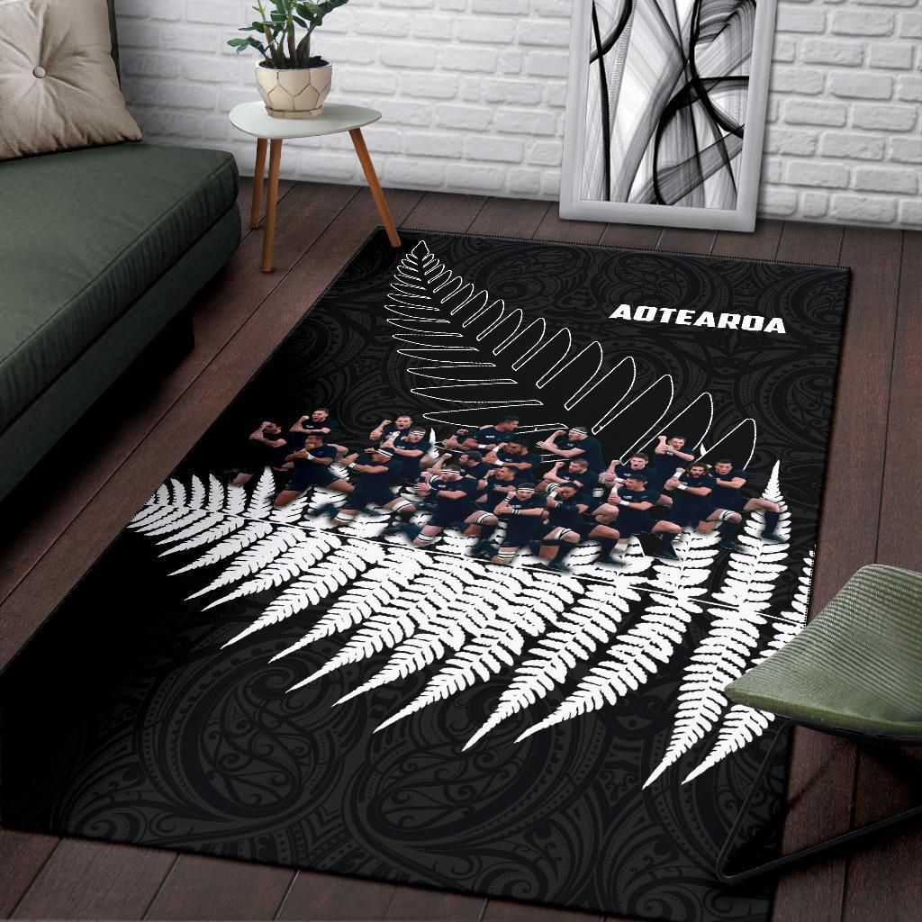 New Zealand Haka Rugby Area Rug - Best Silver Fern Black - Vibe Hoodie Shop