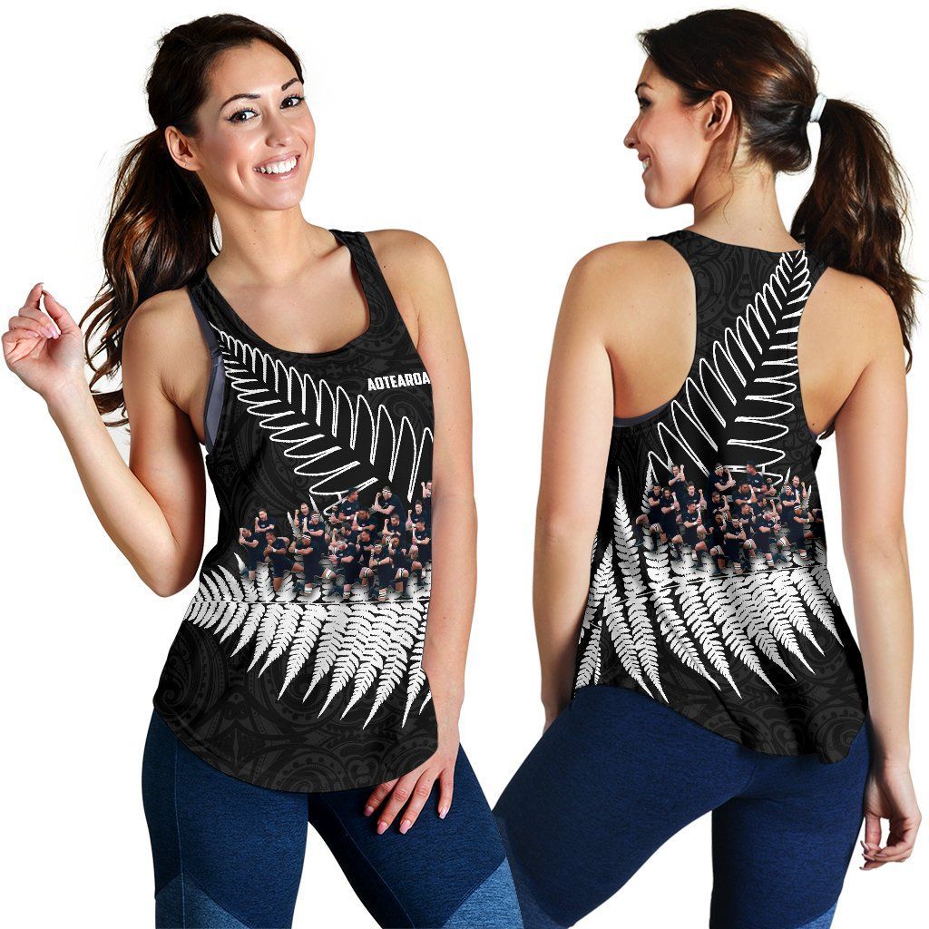 New Zealand Haka Rugby Women Racerback Tank - Best Silver Fern Black - Vibe Hoodie Shop