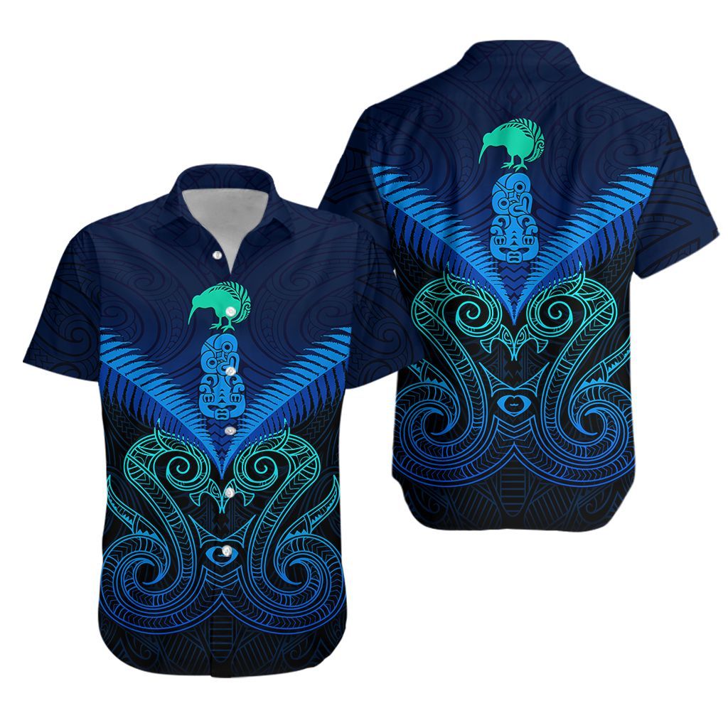 Maori Manaia New Zealand Hawaiian Shirt Blue - Vibe Hoodie Shop