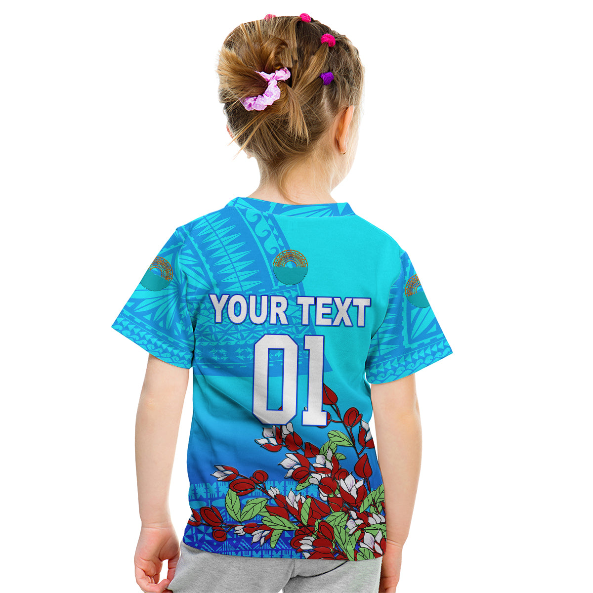 (Custom Personalised) Moana Pasifika Super Rugby Tapa Pacific Island Tagimaucia Flower Kid T Shirt - Vibe Hoodie Shop