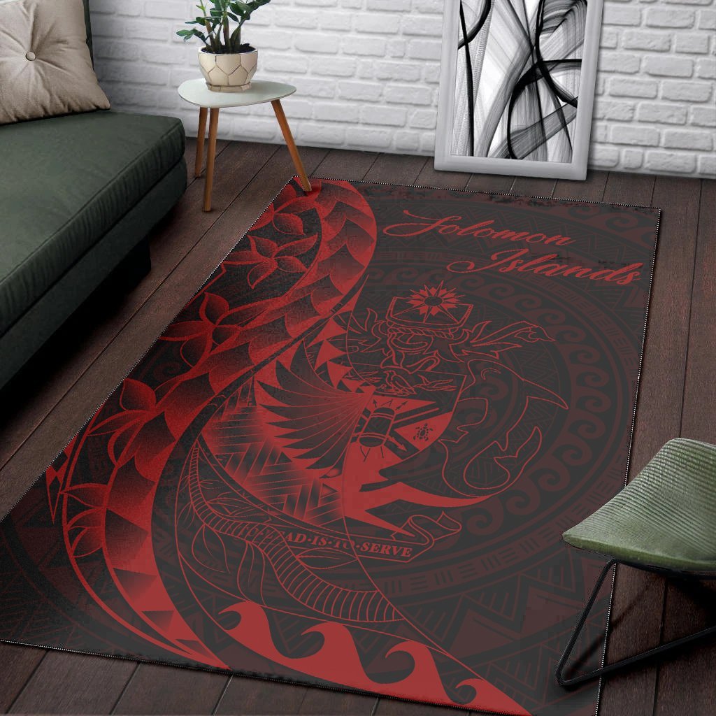 Solomon Islands Area Rug - Polynesian Pattern Style Red Color - Vibe Hoodie Shop