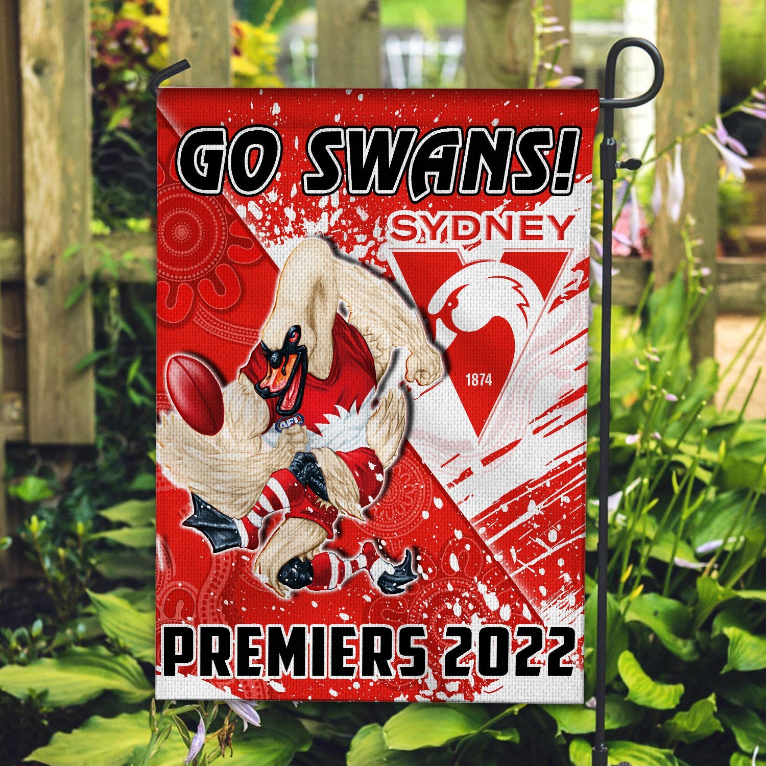 Swannies Football Flag Premiers 2022 Aboriginal Art Go Swans - Vibe Hoodie Shop