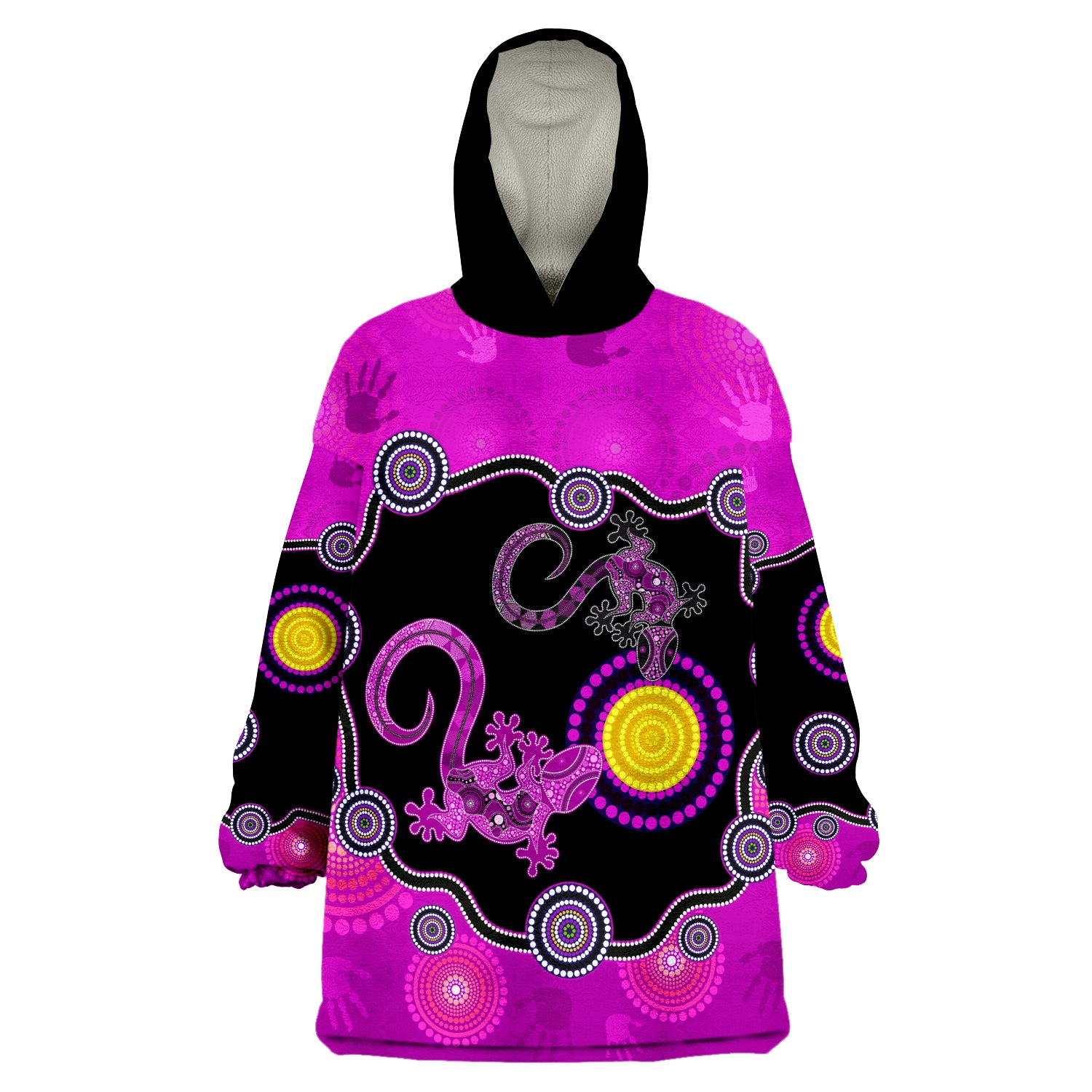 (Custom Personalised) Aboriginal Lizard  Attracted Australia Version Purple Wearable Blanket Hoodie - Vibe Hoodie Shop