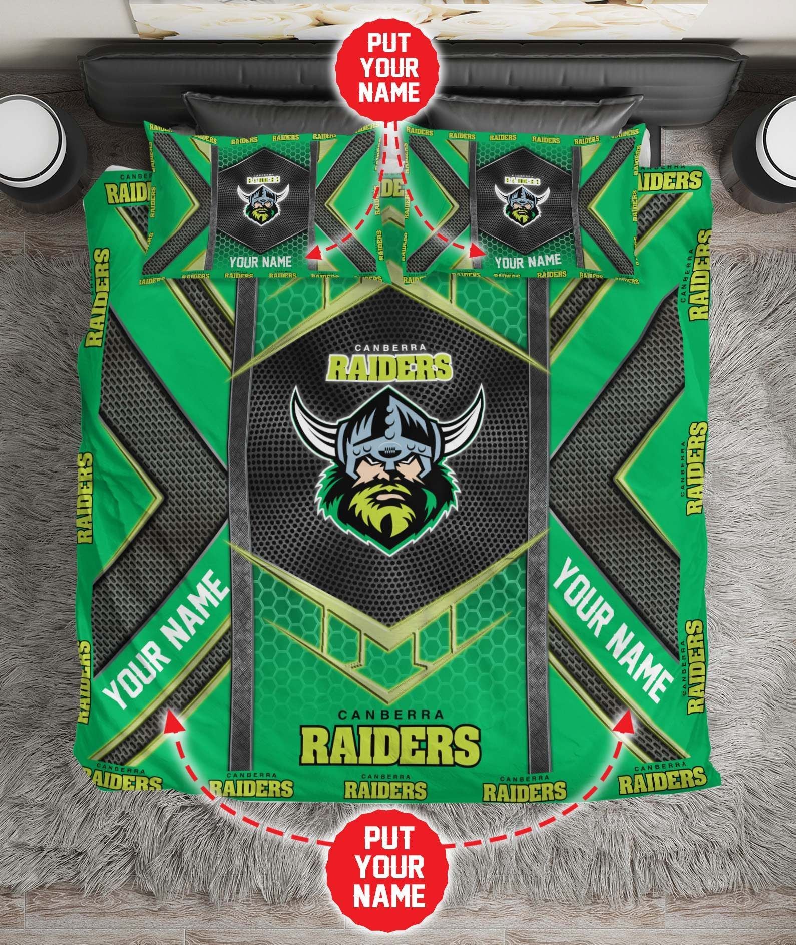 Personalized Canberra Raiders Limited Edition Bedding Set - NRL Metal LT10 - Vibe Hoodie Shop