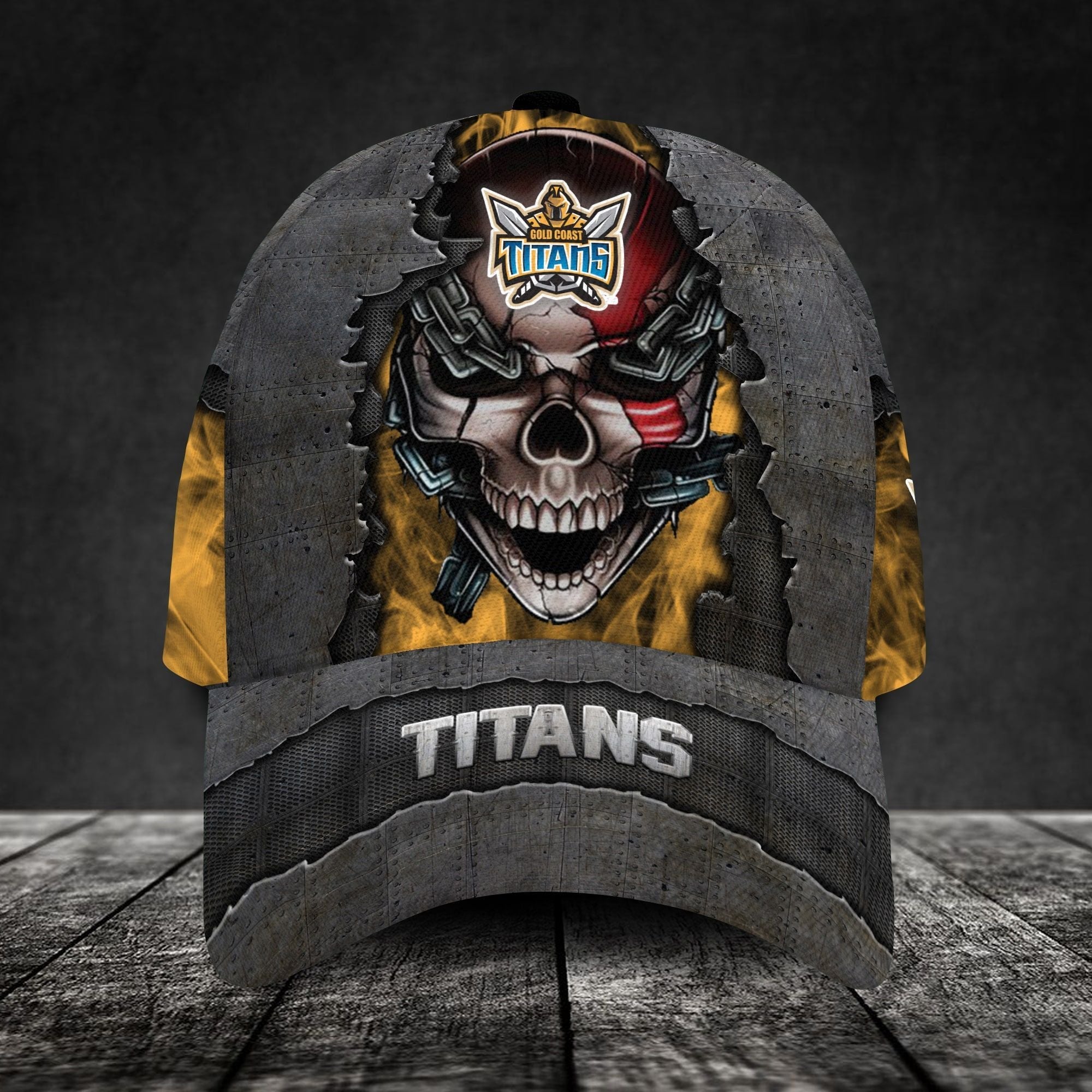 Gold Coast Titans 3D Metal Skull Personalized Classic Cap 02 LT10 - Vibe Hoodie Shop