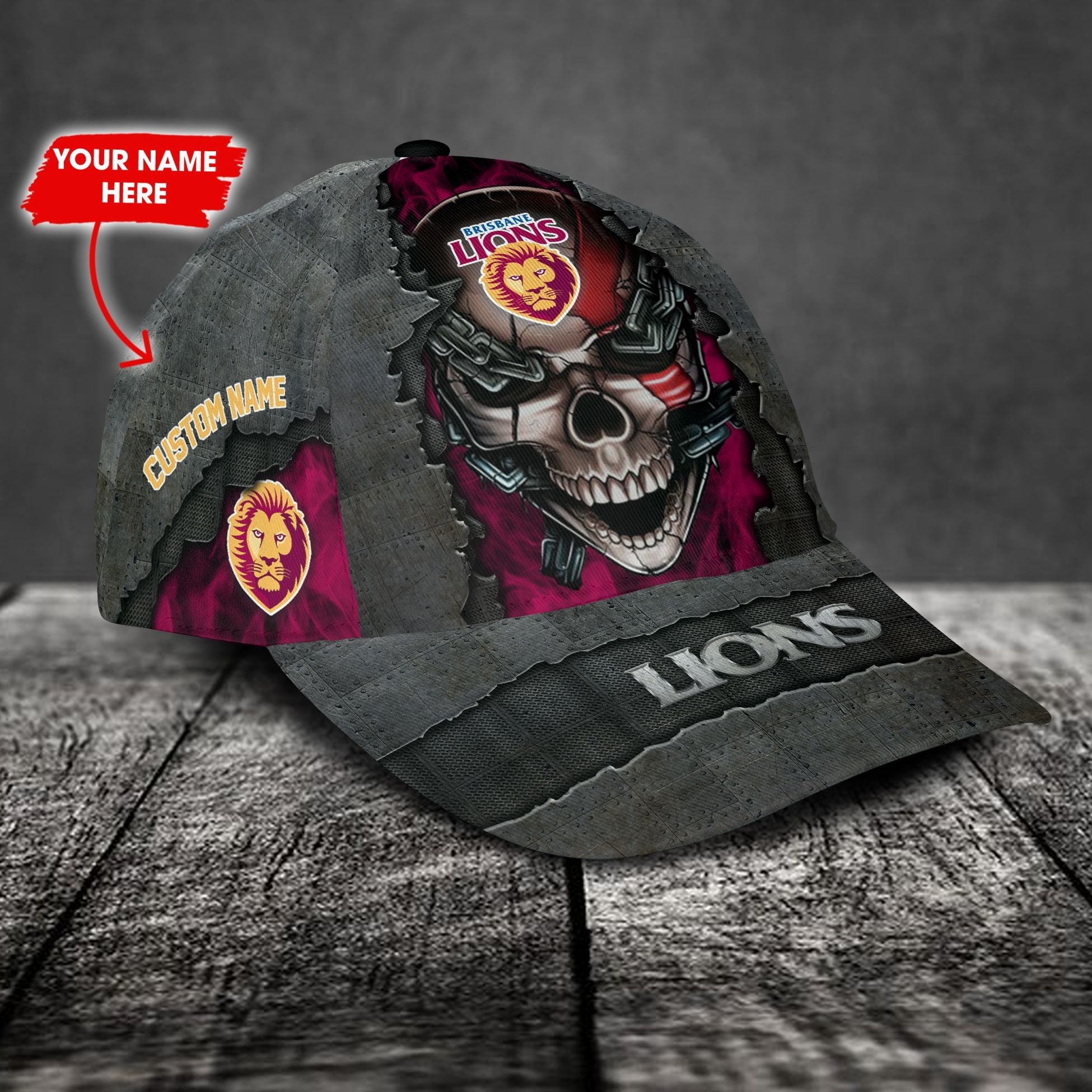 Brisbane Lions Football Club 3D Metal Skull Personalized Classic Cap 02 LT10 - Vibe Hoodie Shop