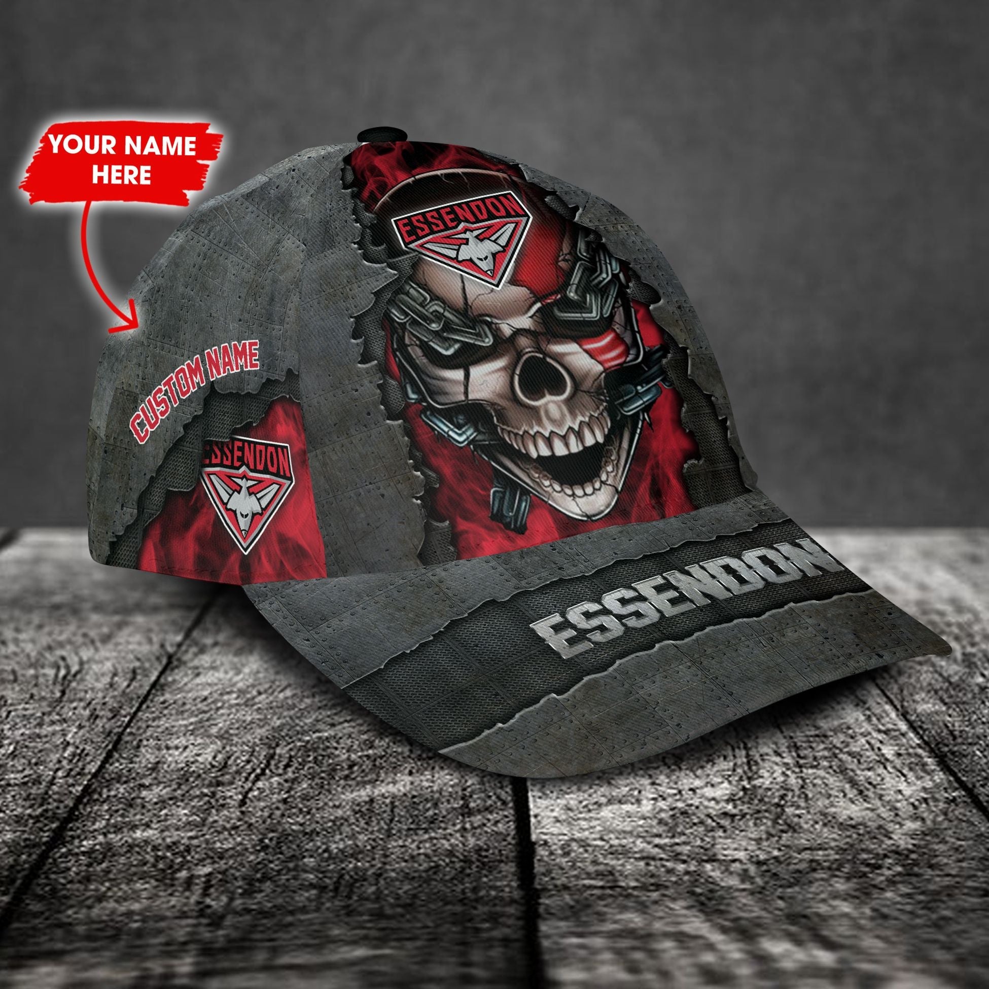 Essendon Football Club 3D Metal Skull Personalized Classic Cap 02 LT10 - Vibe Hoodie Shop