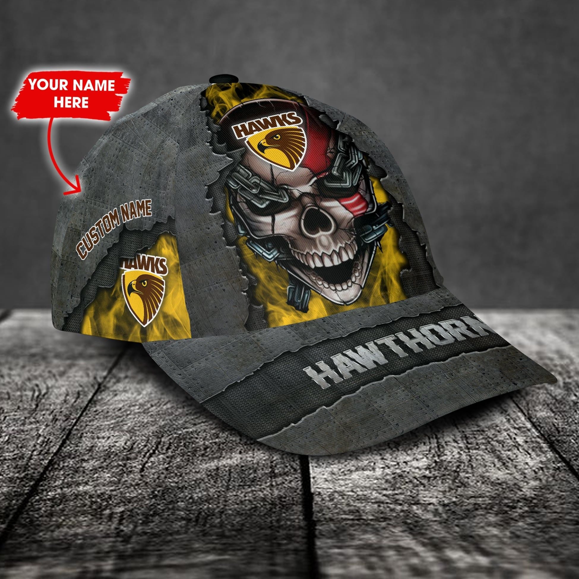 Hawthorn Football Club 3D Metal Skull Personalized Classic Cap 02 LT10 - Vibe Hoodie Shop