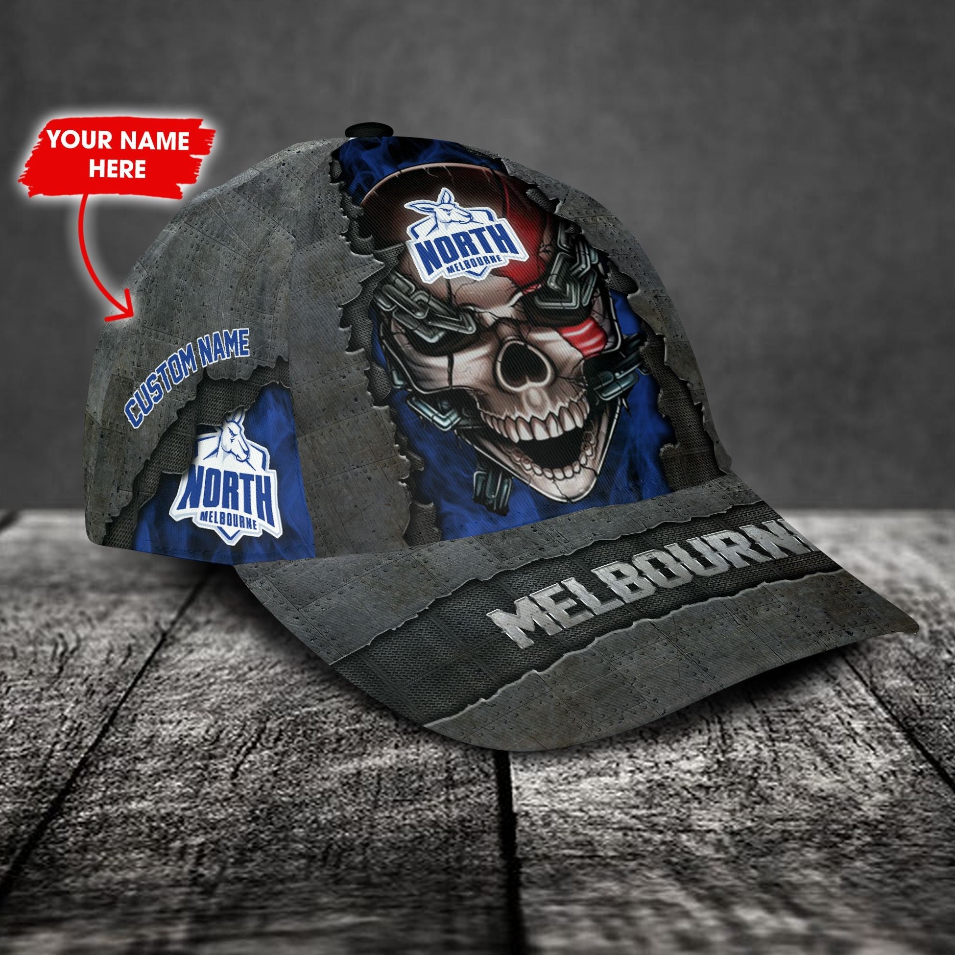 North Melbourne Football Club 3D Metal Skull Personalized Classic Cap 02 LT10 - Vibe Hoodie Shop