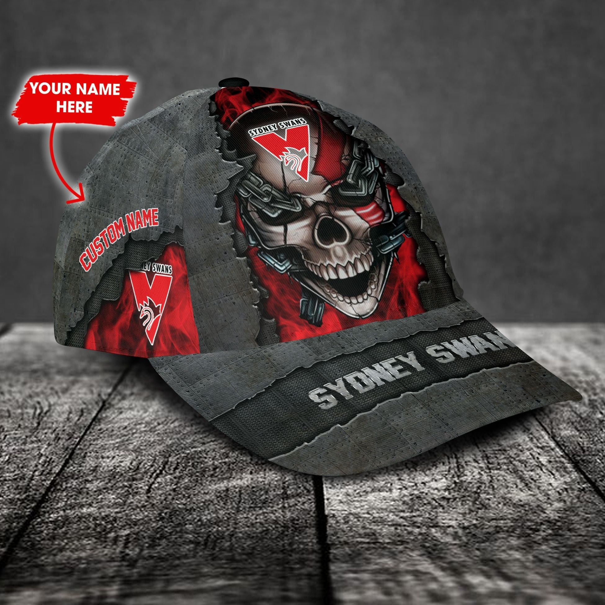 Sydney Swans 3D Metal Skull Personalized Classic Cap 02 LT10 - Vibe Hoodie Shop