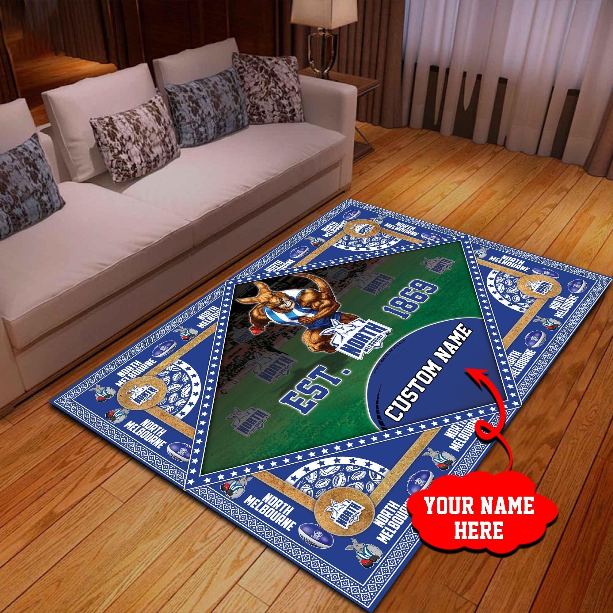 North Melbourne Football Club 3D AFL Personalized Pattern Rug LT10 - Vibe Hoodie Shop