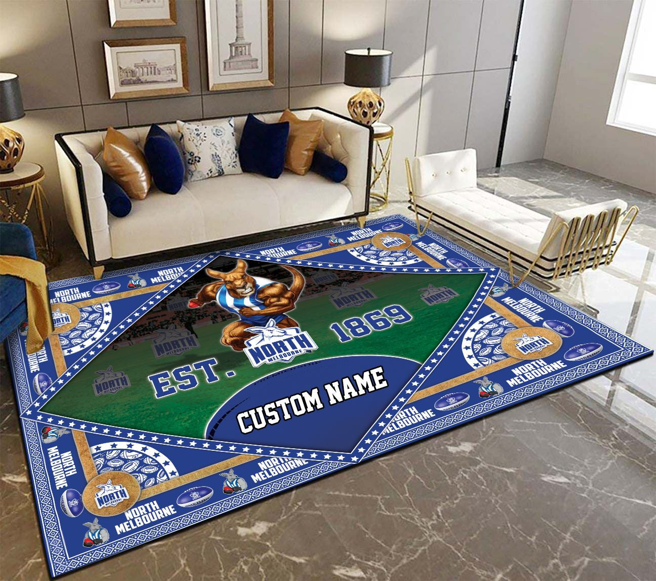 North Melbourne Football Club 3D AFL Personalized Pattern Rug LT10 - Vibe Hoodie Shop