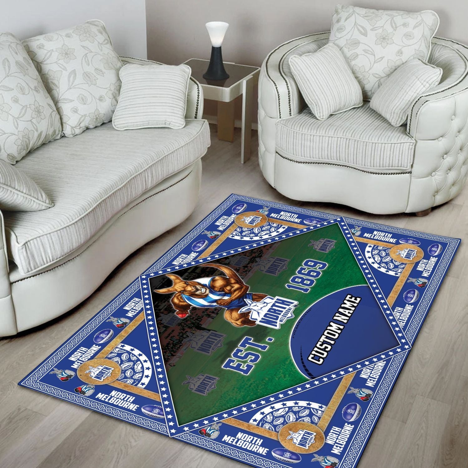 North Melbourne Football Club 3D AFL Personalized Pattern Rug LT10 - Vibe Hoodie Shop