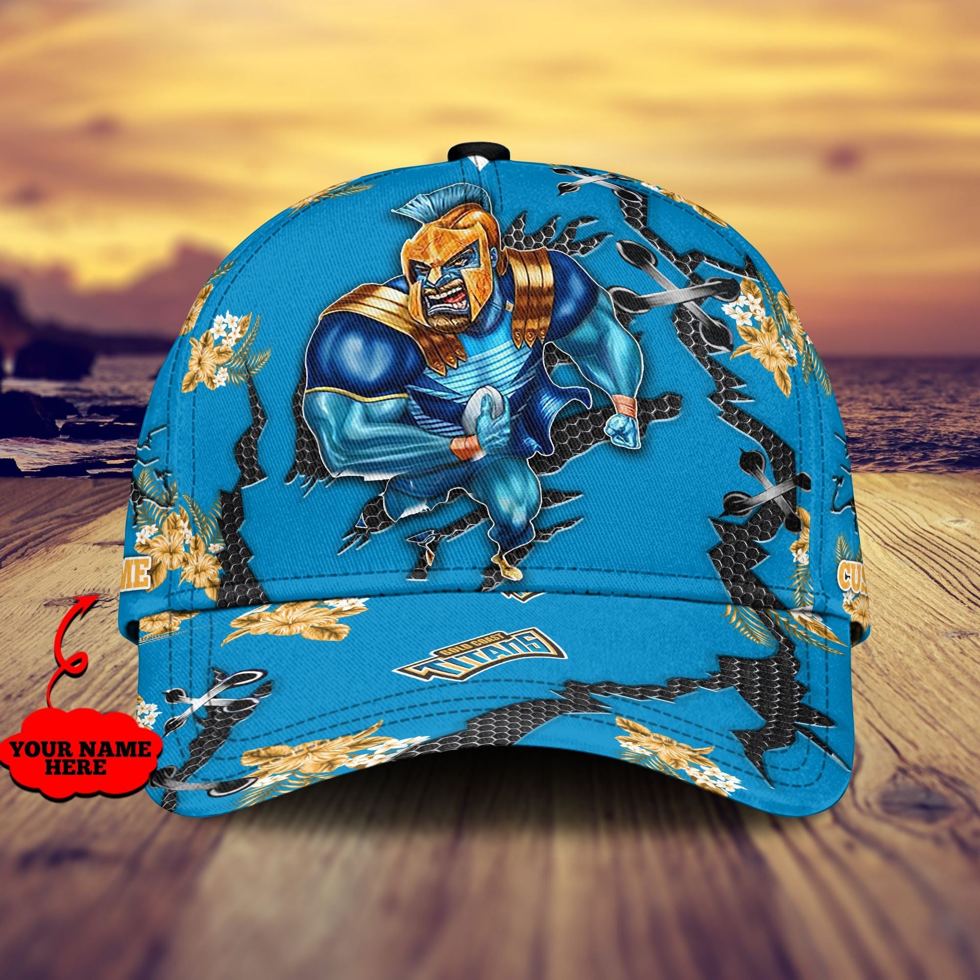 Gold Coast Titans Nrl Classic Cap Personalized Mascot Flower LT10 - Vibe Hoodie Shop