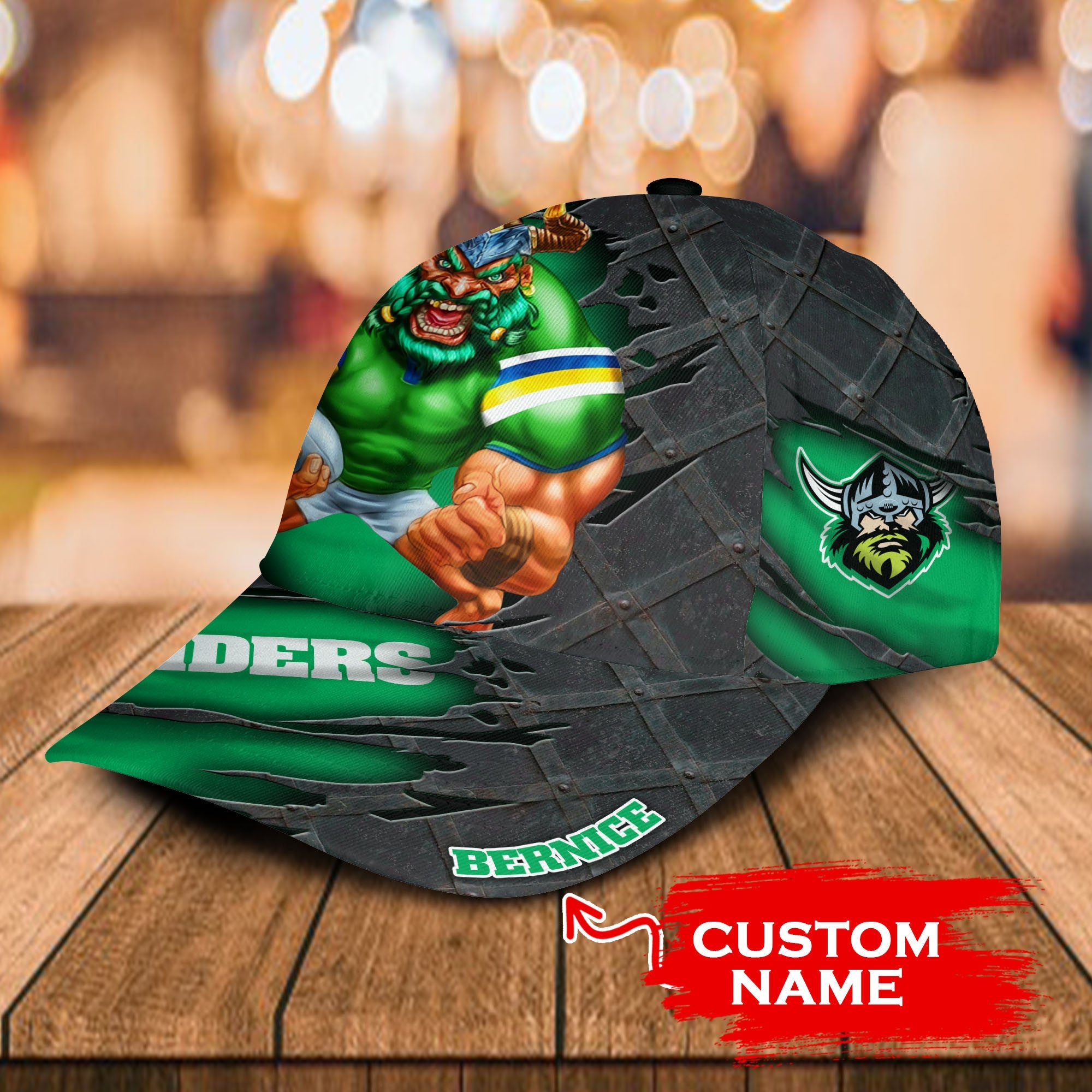 NRL Canberra Raiders 3D Mascost Classic Cap Custom name LT10 - Vibe Hoodie Shop