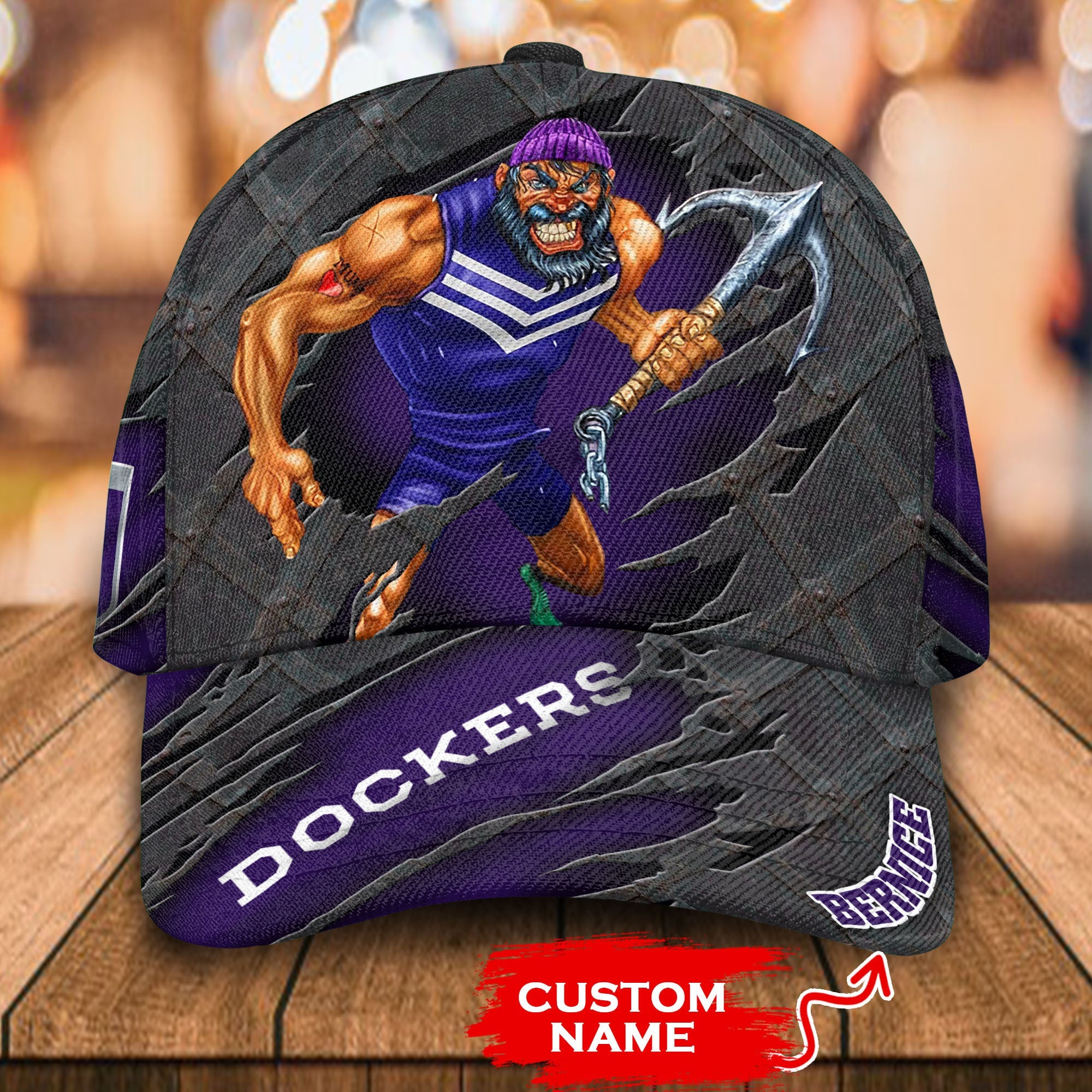 AFL Fremantle Dockers 3D Mascost Classic Cap Custom name LT10 - Vibe Hoodie Shop