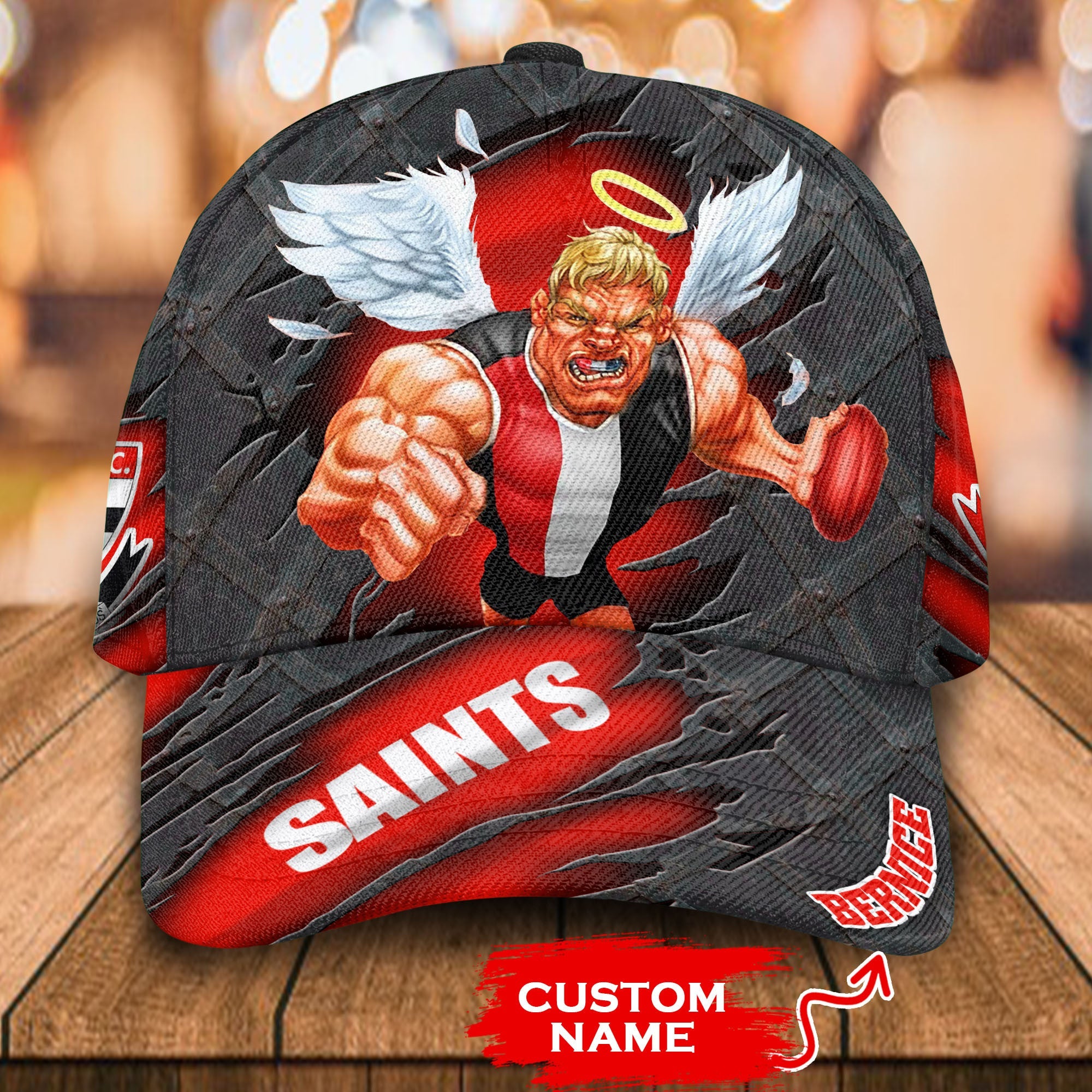 AFL St Kilda Saints 3D Mascost Classic Cap Custom name LT10 - Vibe Hoodie Shop