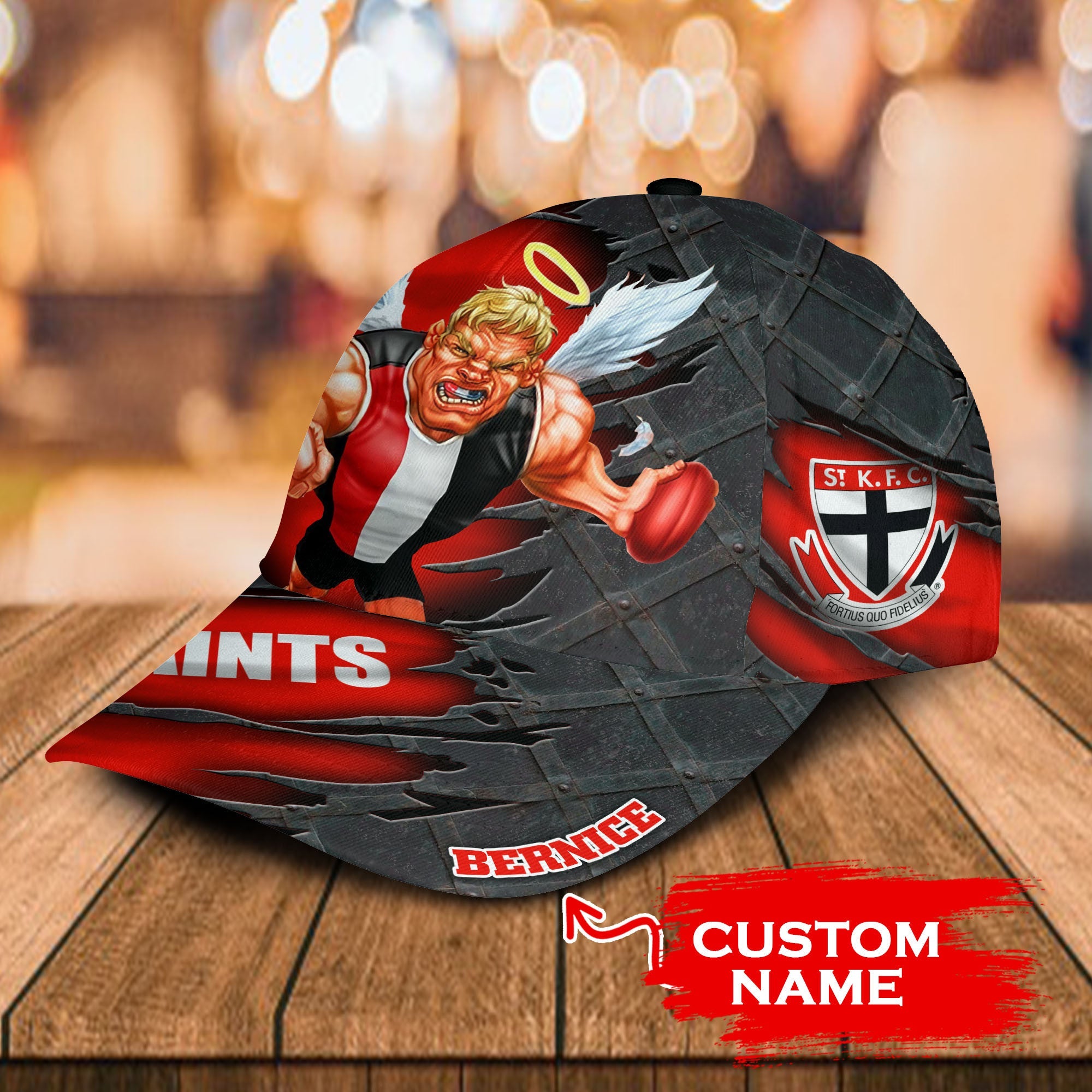 AFL St Kilda Saints 3D Mascost Classic Cap Custom name LT10 - Vibe Hoodie Shop