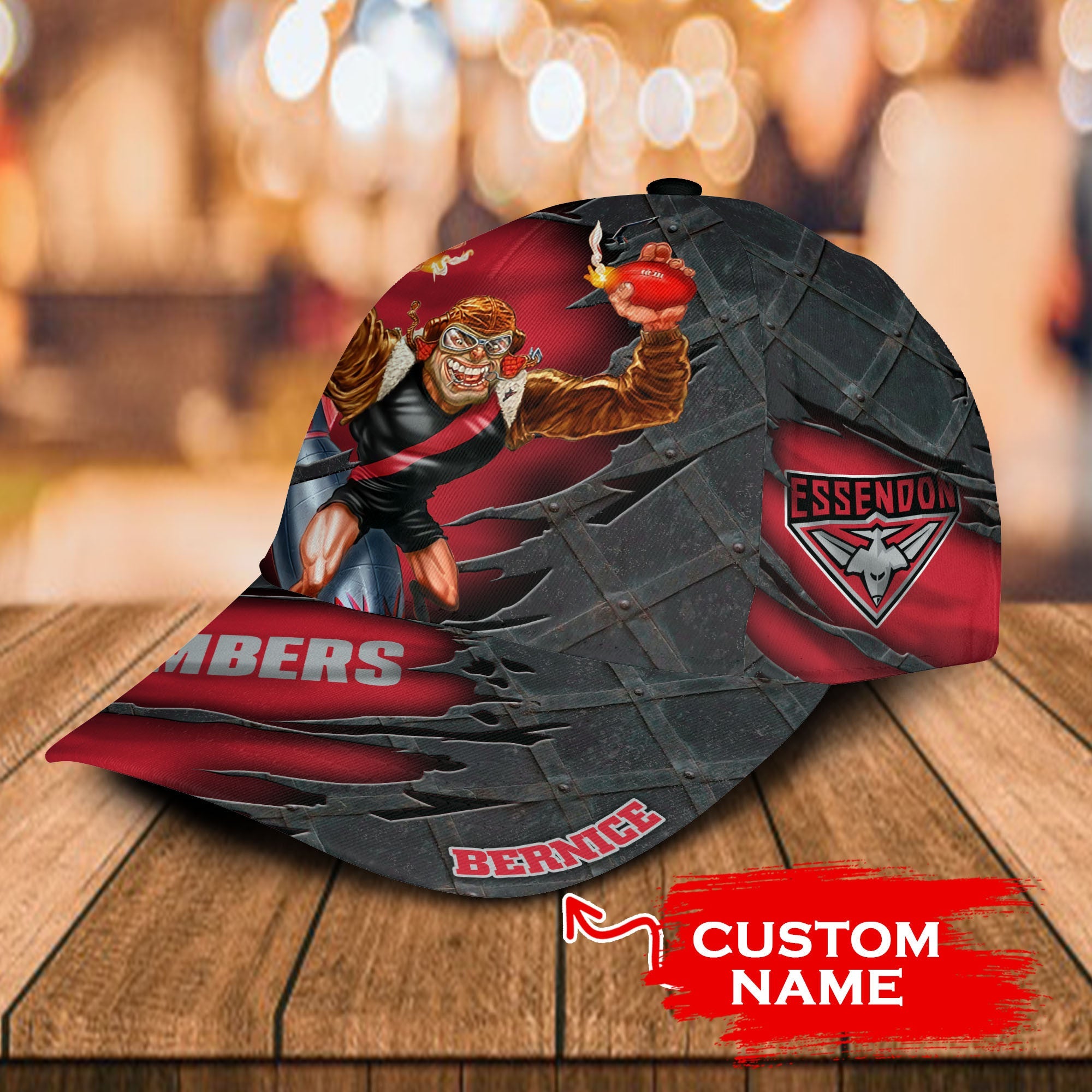 AFL Essendon Bombers 3D Mascost Classic Cap Custom name LT10 - Vibe Hoodie Shop