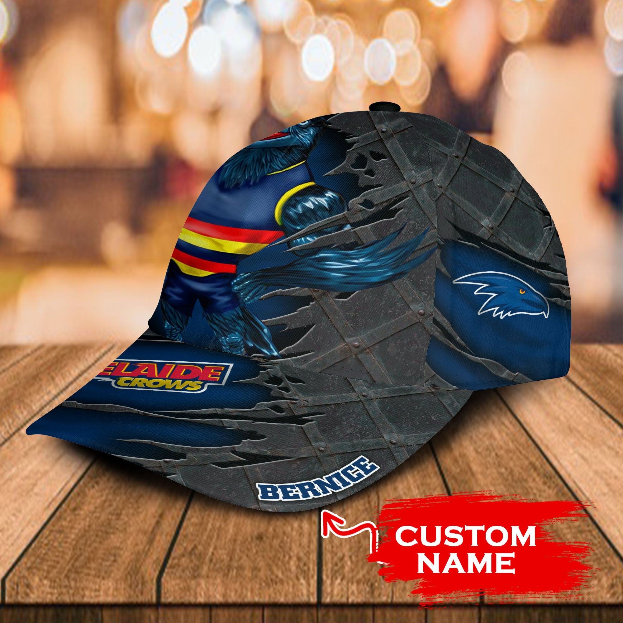 AFL Adelaide Crows 3D Mascost Classic Cap Custom name LT10 - Vibe Hoodie Shop