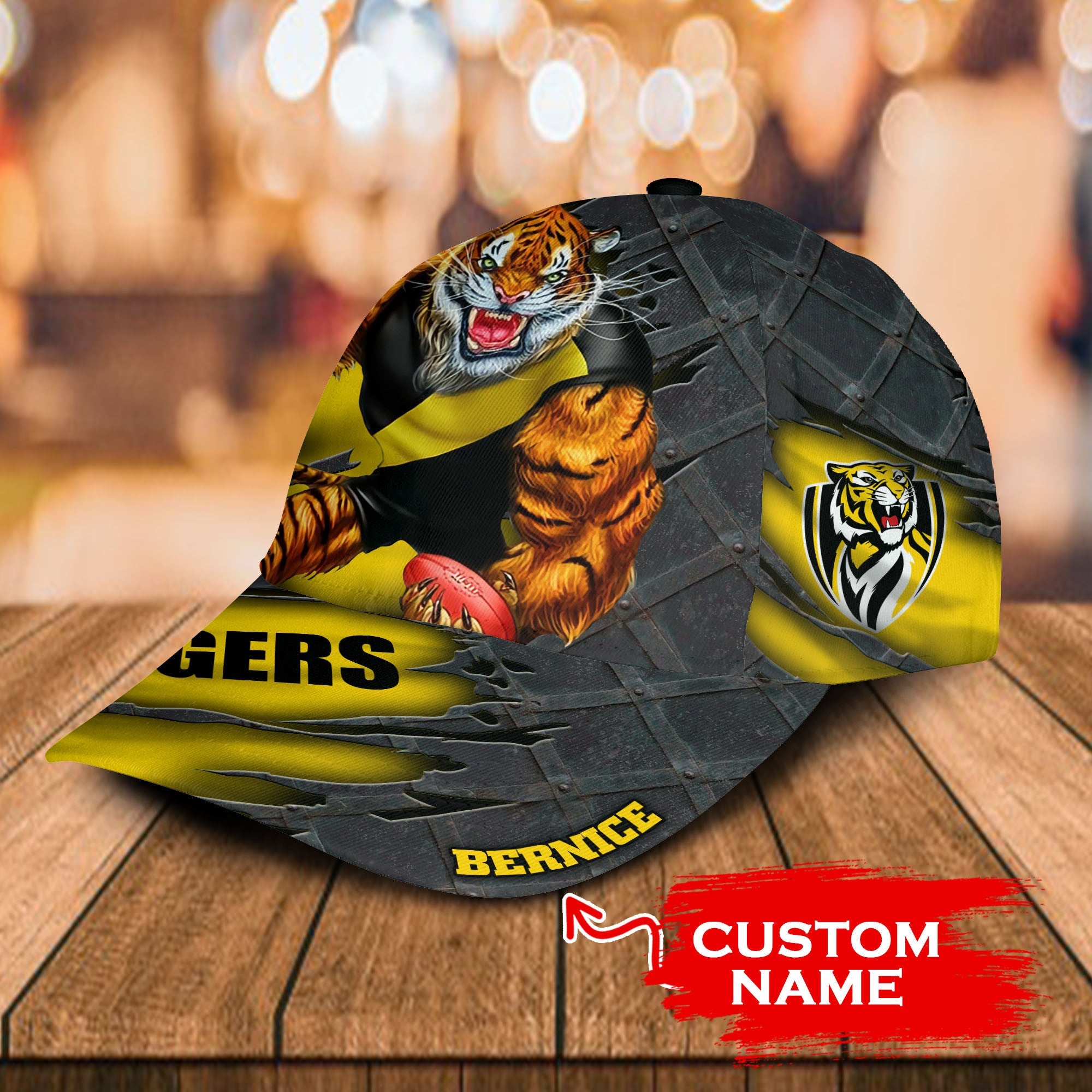 AFL Richmond Tigers 3D Mascost Classic Cap Custom name LT10 - Vibe Hoodie Shop