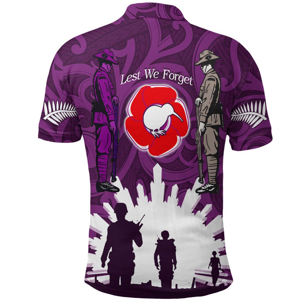 Vibe Hoodie Clothing - New Zealand ANZAC Walking In The Sun Purple Polo Shirt - Vibe Hoodie Shop