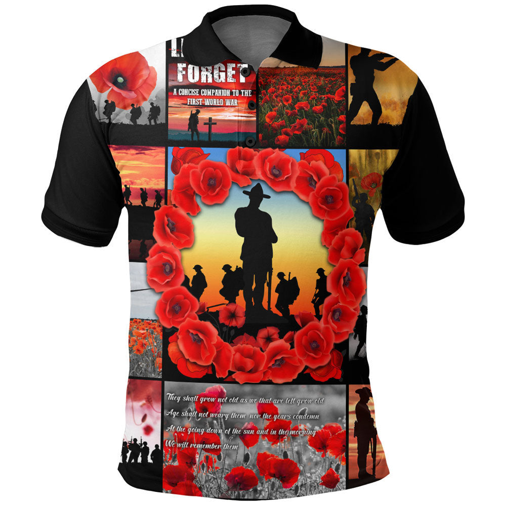 Vibe Hoodie Clothing - ANZAC Day Lest We Forget Banner Polo Shirt - Vibe Hoodie Shop