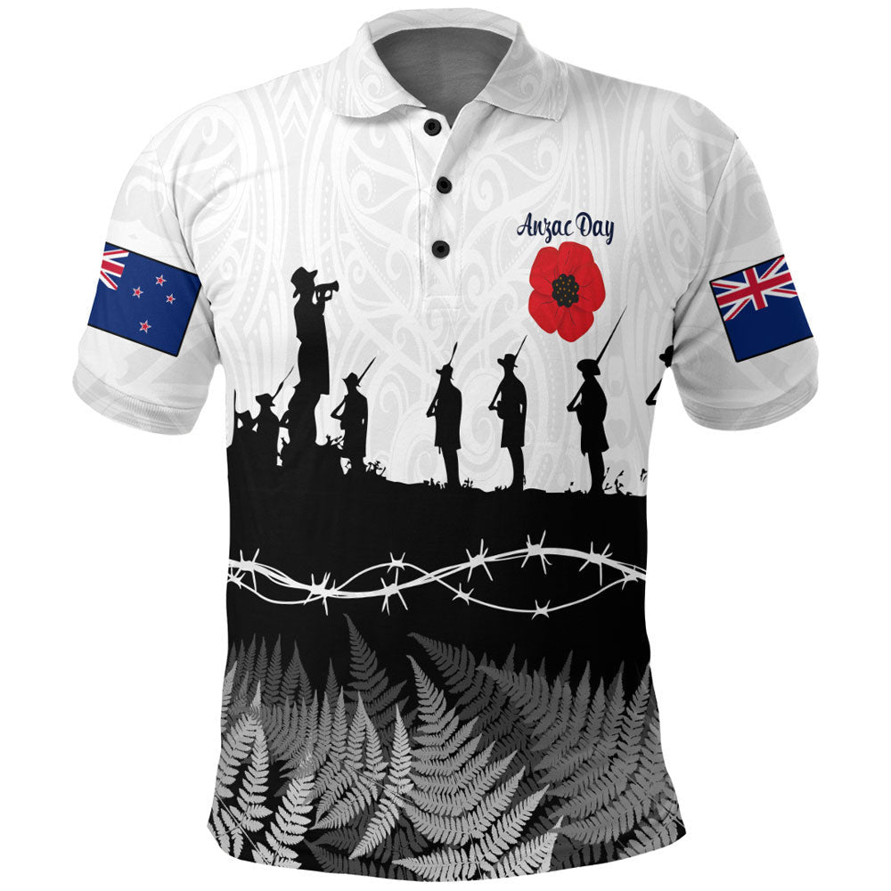 Vibe Hoodie Clothing - New Zealand ANZAC Day Silhouette Soldier Polo Shirt - Vibe Hoodie Shop