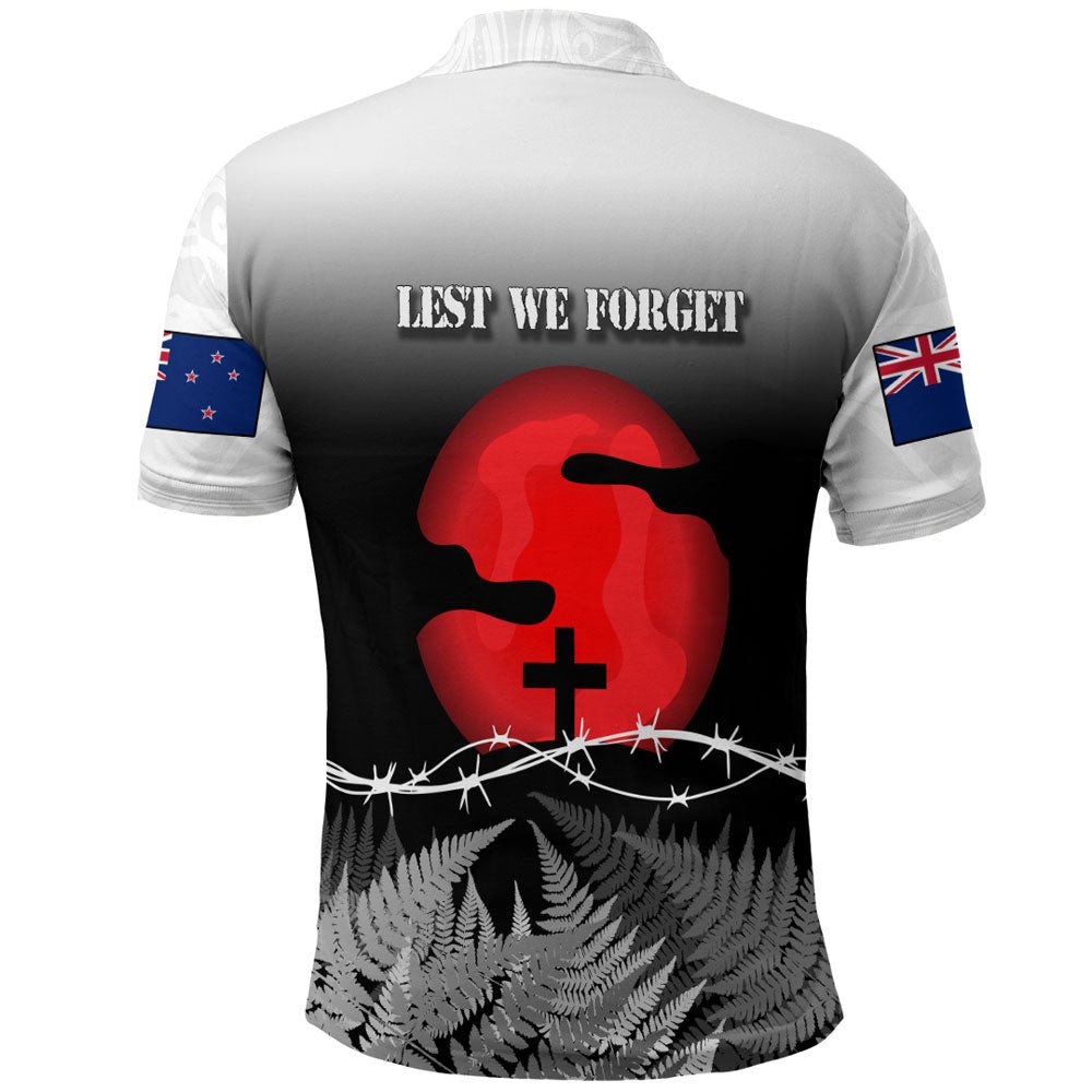 Vibe Hoodie Clothing - New Zealand ANZAC Day Silhouette Soldier Polo Shirt - Vibe Hoodie Shop