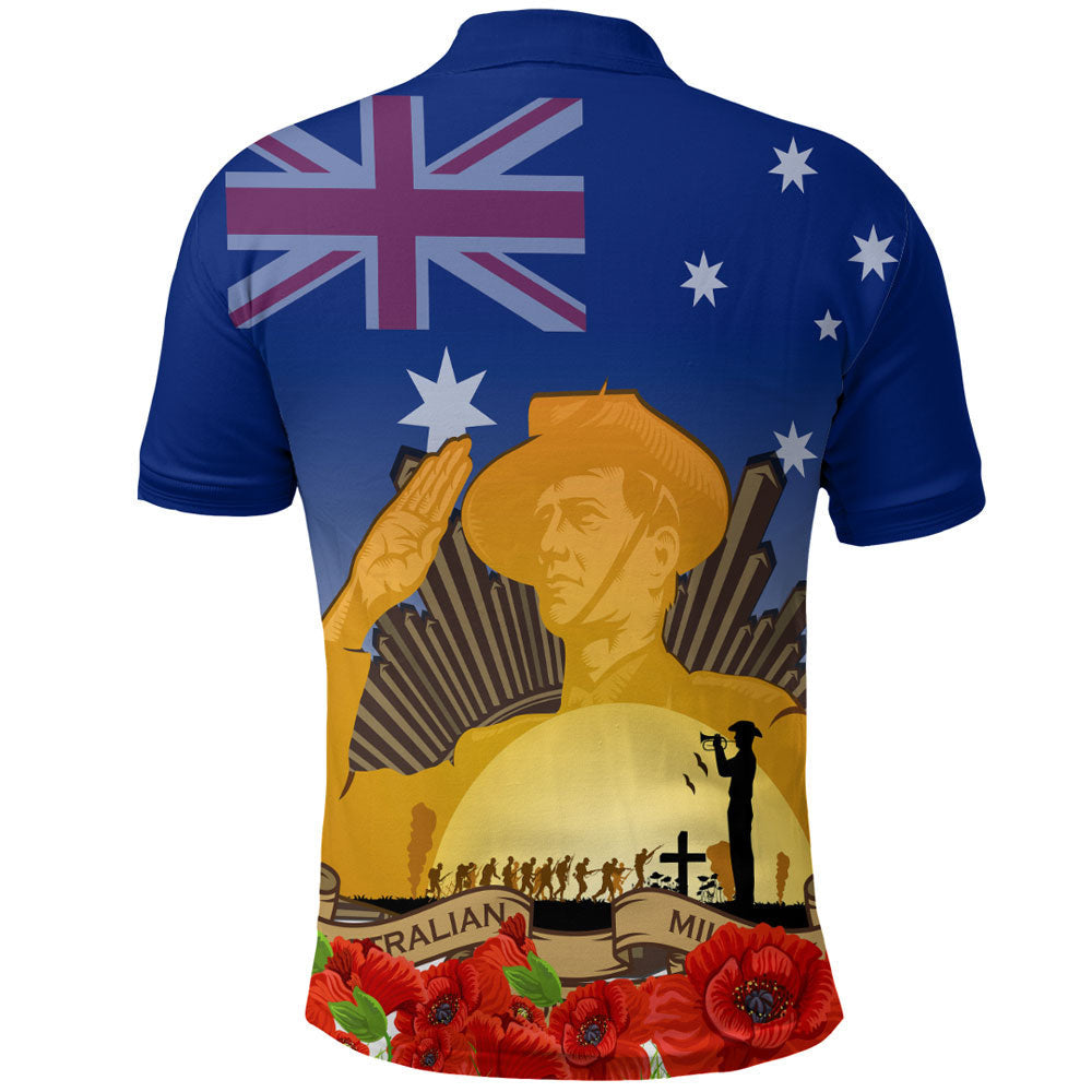 Vibe Hoodie Clothing - Australia ANZAC Day Soldier Salute Polo Shirt - Vibe Hoodie Shop